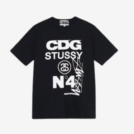 Cdg X Stussy Schwarz T Shirt