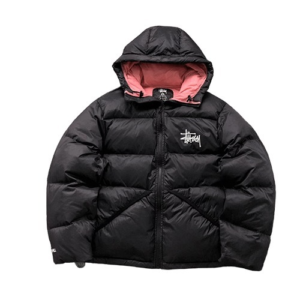 Schwarze Stussy Jacke mit großem Logo